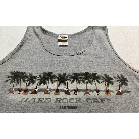 Vintage Hard Rock Cafe Las Vegas Men's Size L Grey Tank Top Guitar Beach Relax - Picture 2 of 5